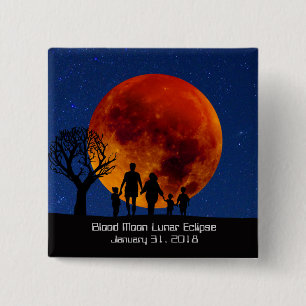 Badge Carré 5 Cm Lune de sang Éclipse lunaire 2018