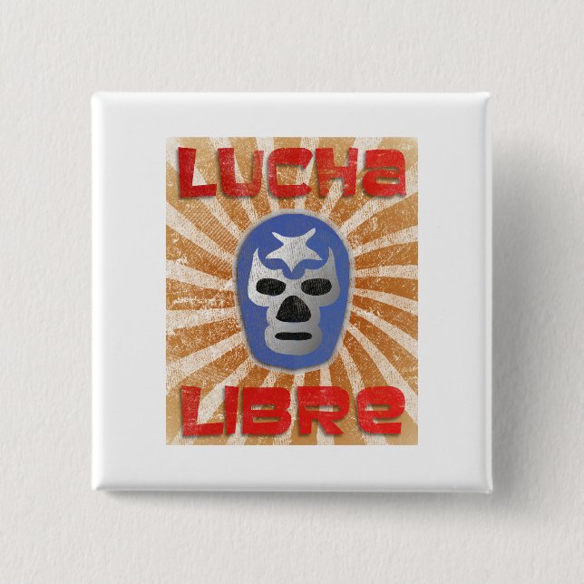 Badge Carré 5 Cm Lutte mexicaine de Lucha Libre (Devant)
