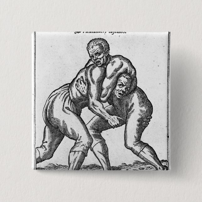 Badge Carré 5 Cm Lutteurs turcs (Devant)