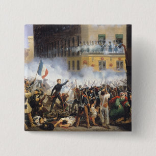 Badge Carré 5 Cm Luttez dans la rue de Rohan, le 28 juillet 1830,