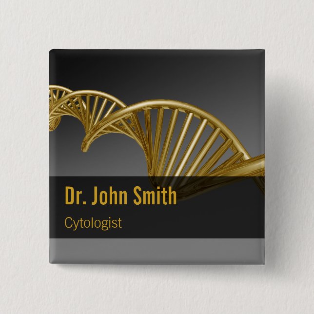 Badge Carré 5 Cm Luxury Gold Professional Medical DNA Strand (Devant)