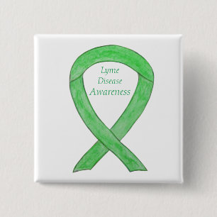 Badge Carré 5 Cm Lyme Maladie Sensibilisation Ruban d'art personnal