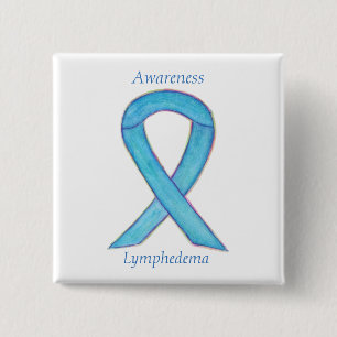 Badge Carré 5 Cm Lymphedema Sensibilisation Ruban Art Personnalisé 