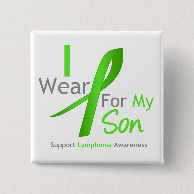 Badge Carré 5 Cm Lymphoma Sensibilisation Je Porte Du Lime Vert Pou (Devant)