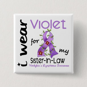Badge Carré 5 Cm Lymphome de Hodgkins je porte la violette pour le