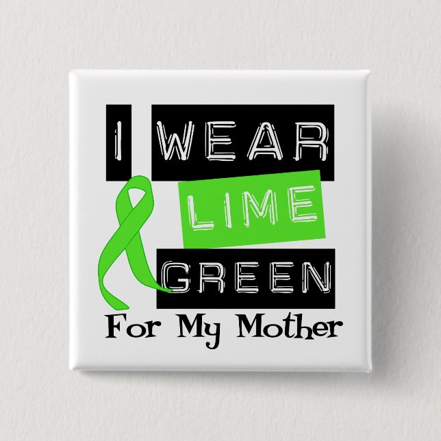 Badge Carré 5 Cm Lymphome Lime Green Ribbon Mère (Devant)