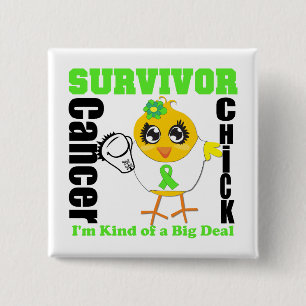 Badge Carré 5 Cm Lymphome non hodgkinien survivor chick ribbon