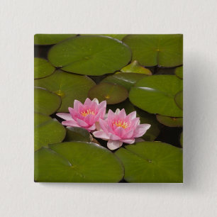 Badge Carré 5 Cm Lys d'eau en fleurs