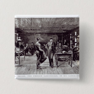 Badge Carré 5 Cm M. Edison, l'électricien éminent