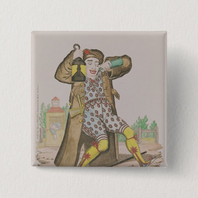 Badge Carré 5 Cm M. Grimaldi comme clown, éclairage (Devant)