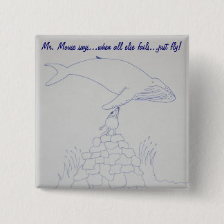 Badge Carré 5 Cm M. Mouse et bouton "juste de mouche" d'ami