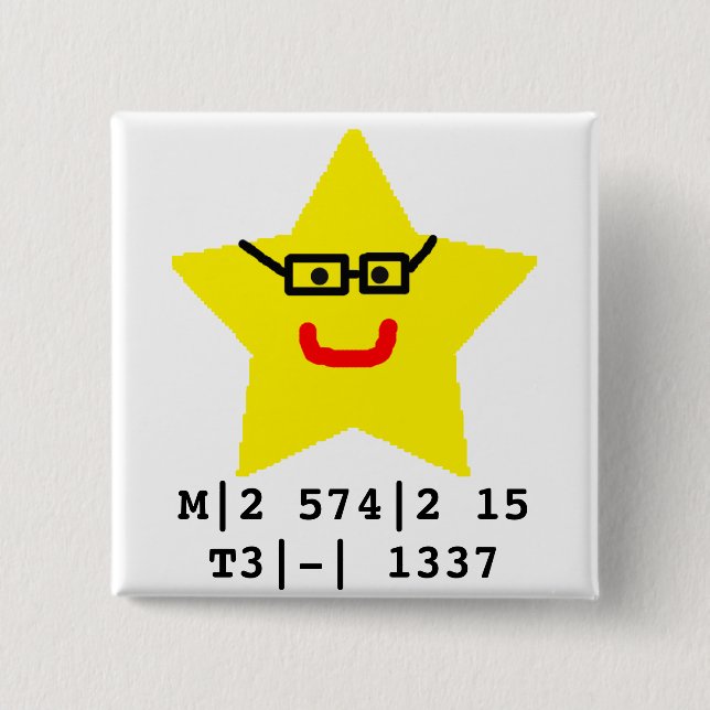Badge Carré 5 Cm M. Star est leet. (Devant)
