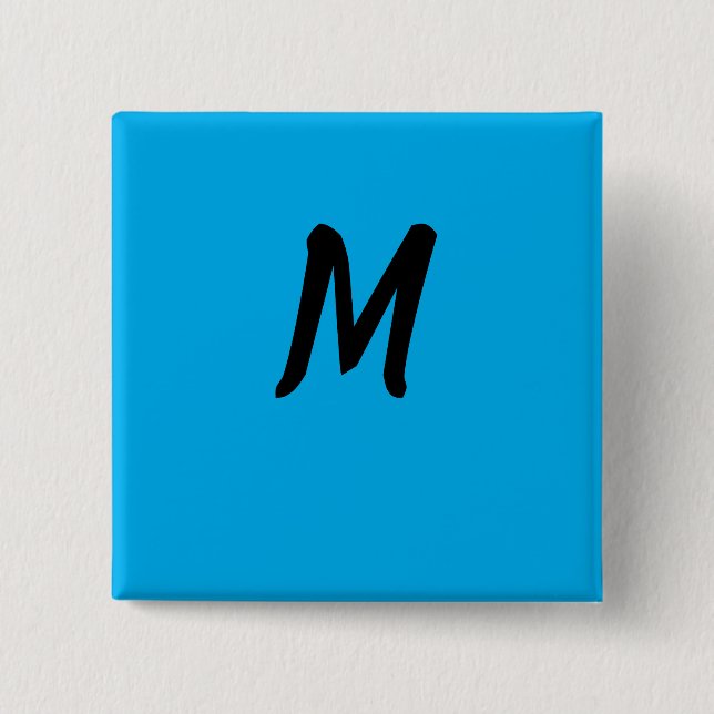 Badge Carré 5 Cm M sur un bleu (Devant)