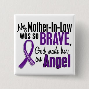 Badge Carré 5 Cm Ma belle-mère est un Cancer pancréatique d'ange