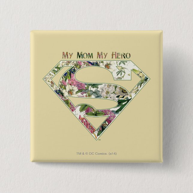 Badge Carré 5 Cm Ma mère, mon héros (Devant)