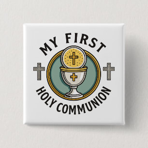 Badge Carré 5 Cm Ma première Sainte Communion Eucharistie 1ère Chré