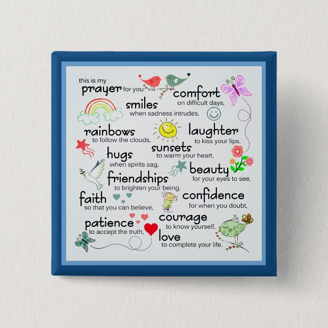 Badge Carré 5 Cm Ma Prière Pour Vous Bénédictions (Devant)