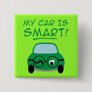 Badge Carré 5 Cm Ma voiture est intelligente