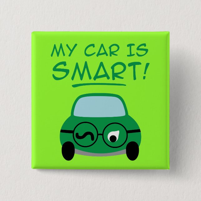 Badge Carré 5 Cm Ma voiture est intelligente (Devant)