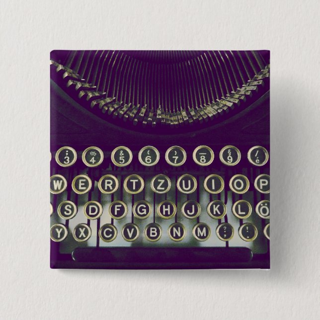 Badge Carré 5 Cm machine à écrire démodée (Devant)