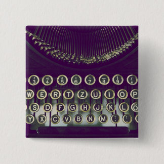 Badge Carré 5 Cm machine à écrire démodée