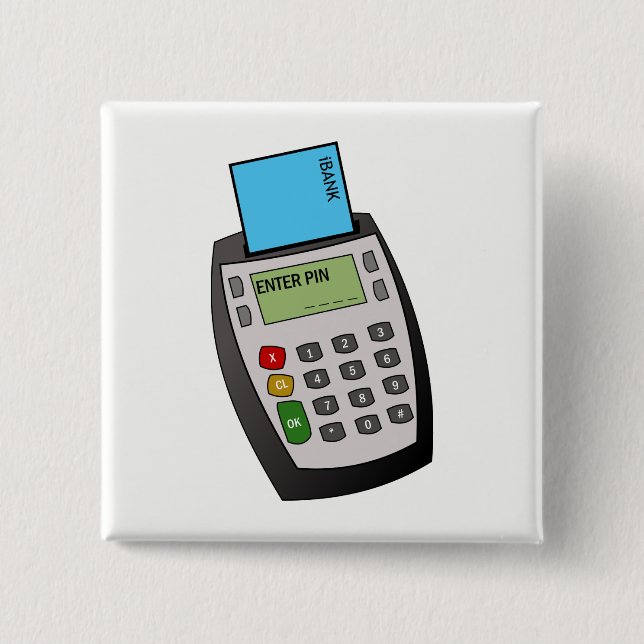 Badge Carré 5 Cm Machine à puce et à broche (Devant)