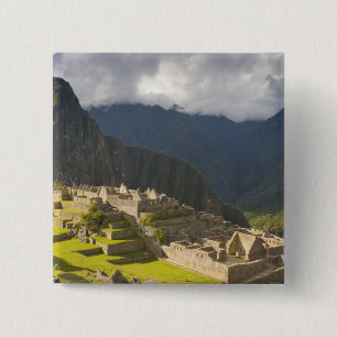 Badge Carré 5 Cm Machu Picchu, ruines anciennes, site mondial UNESC