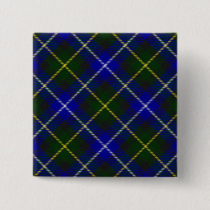 Badge Carré 5 Cm Macneil de Barra tartan bleu vert plaid