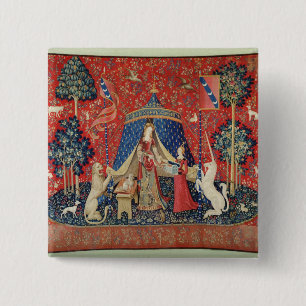Badge Carré 5 Cm Madame et la licorne : "À mon seulement desire