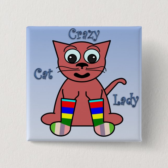 Badge Carré 5 Cm Madame folle de chat (Devant)