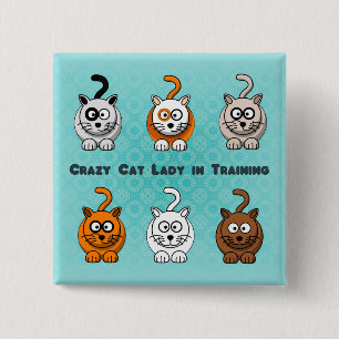 Badge Carré 5 Cm Madame folle In Training Button de chat