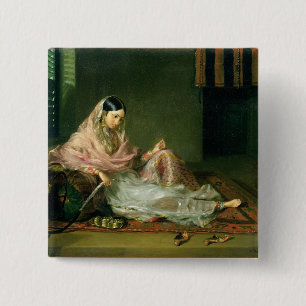 Badge Carré 5 Cm Madame musulmane Reclining, 1789 (huile sur la