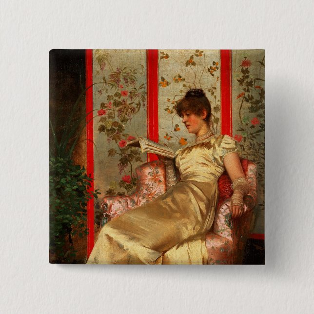Badge Carré 5 Cm Madame Reading (Devant)