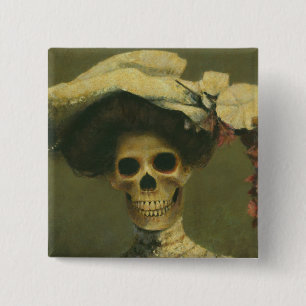 Badge Carré 5 Cm Madame squelettique gothique Button