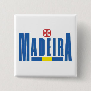 Badge Carré 5 Cm Madeira Texte et couleurs du drapeau