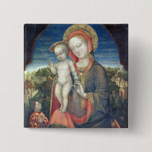 Badge Carré 5 Cm Madonna de l'humilité adoré par Leonello d'Este