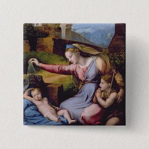 Badge Carré 5 Cm Madonna du diadème bleu ou Madonna de t