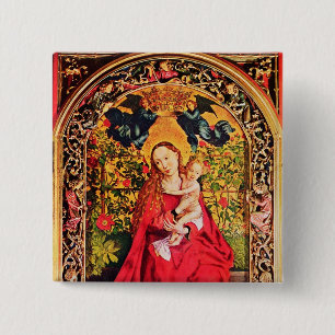 BADGE CARRÉ 5 CM MADONNA DU ROSE BOWER