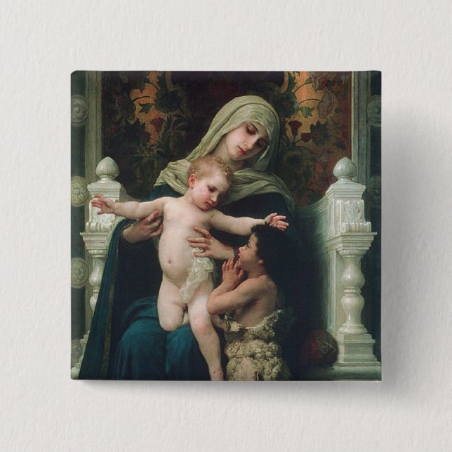 Badge Carré 5 Cm Madonna et bouton d'enfant (Devant)