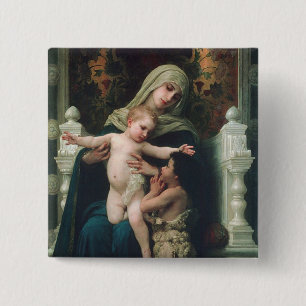 Badge Carré 5 Cm Madonna et bouton d'enfant