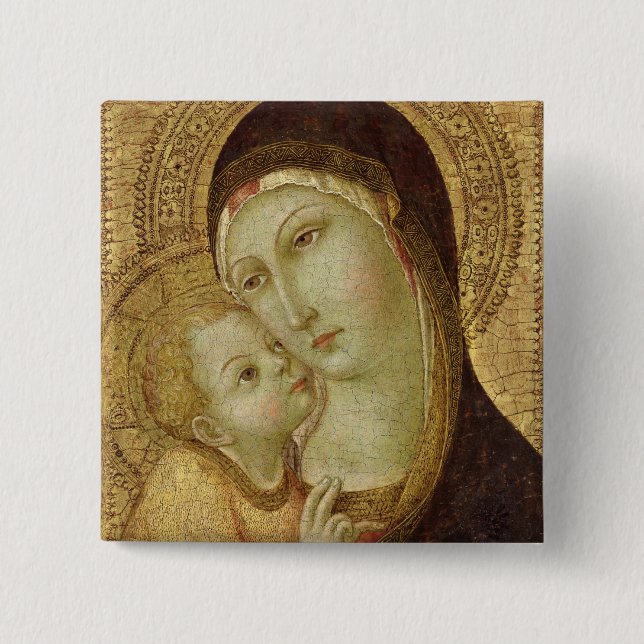 Badge Carré 5 Cm Madonna et enfant 2 (Devant)