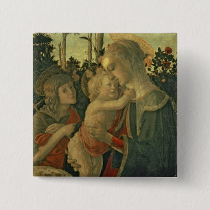 Badge Carré 5 Cm Madonna et enfant avec St John le baptiste (huile