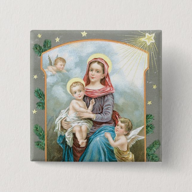 Badge Carré 5 Cm Madonna with Christ Child (Devant)