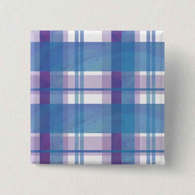 Badge Carré 5 Cm Madras Plaid Blue et Purple (Devant)