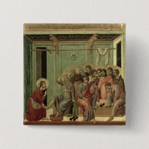 Badge Carré 5 Cm Maesta : Le Christ lavant les pieds des disciples