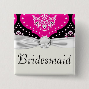 Badge Carré 5 Cm magent rose noir noir henné damas