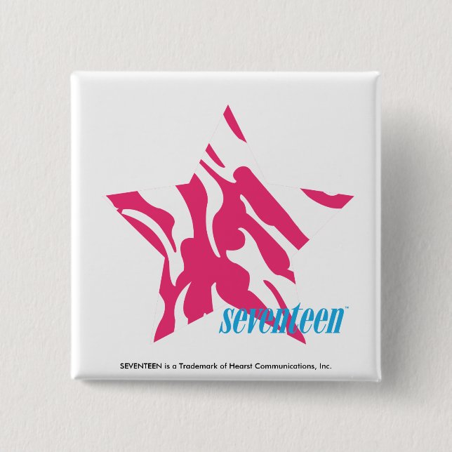 Badge Carré 5 Cm Magenta 4 de zèbre (Devant)