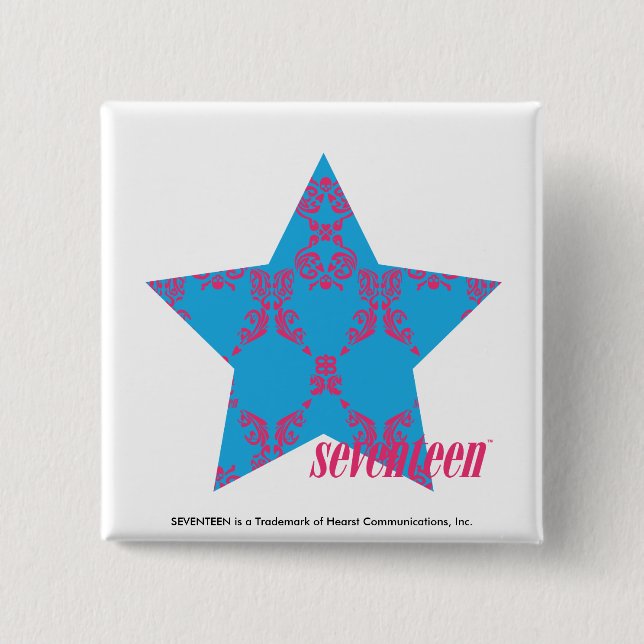 Badge Carré 5 Cm Magenta-Aqua 2 de damassé (Devant)