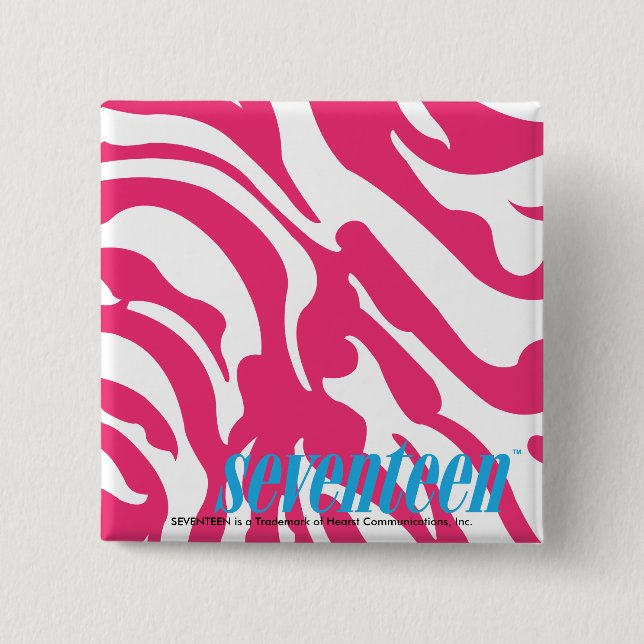 Badge Carré 5 Cm Magenta de zèbre (Devant)