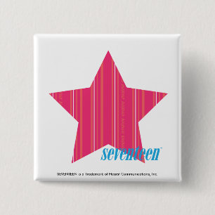 Badge Carré 5 Cm Magenta mince 3 de rayures